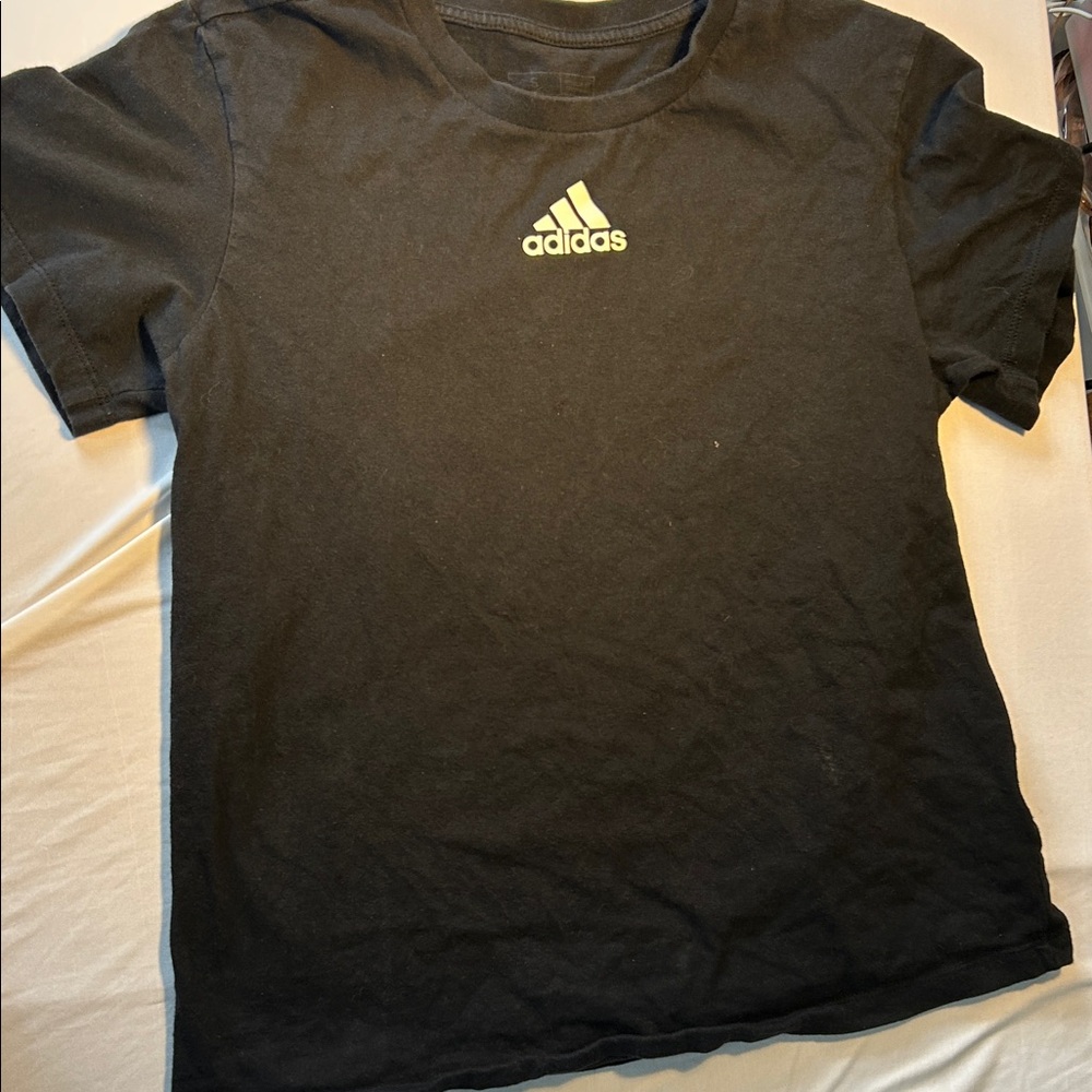 adidas Black Kids T-Shirt with White Logo
